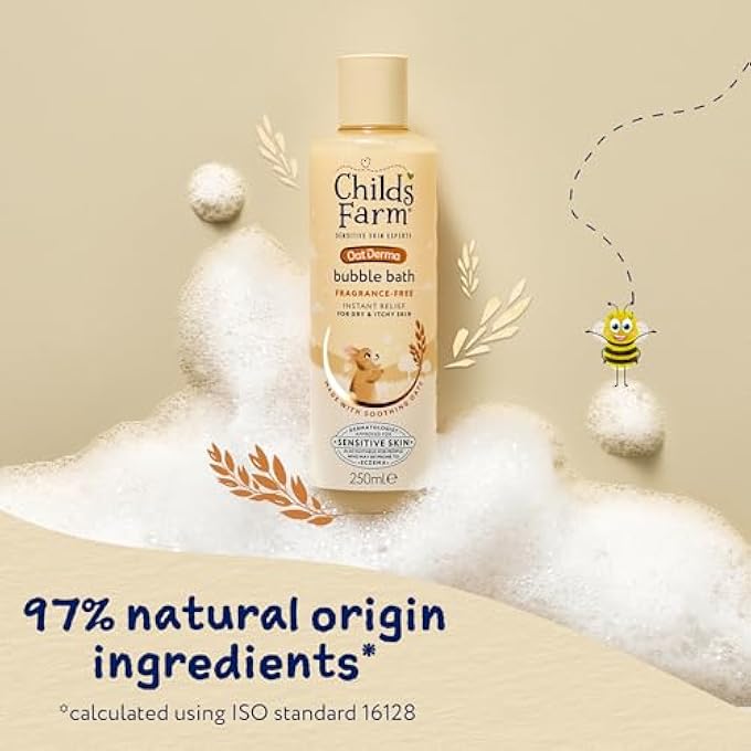 تشايلدز فارم حمام الفقاعات من Childs Farm OatDerma، خالي من العطر، مرطب للبشرة الحساسة، 250 مل - Image 5